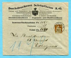 Brief Schüpfheim n. Escholzmatt 1923 - Abs: Buchdruckerei
