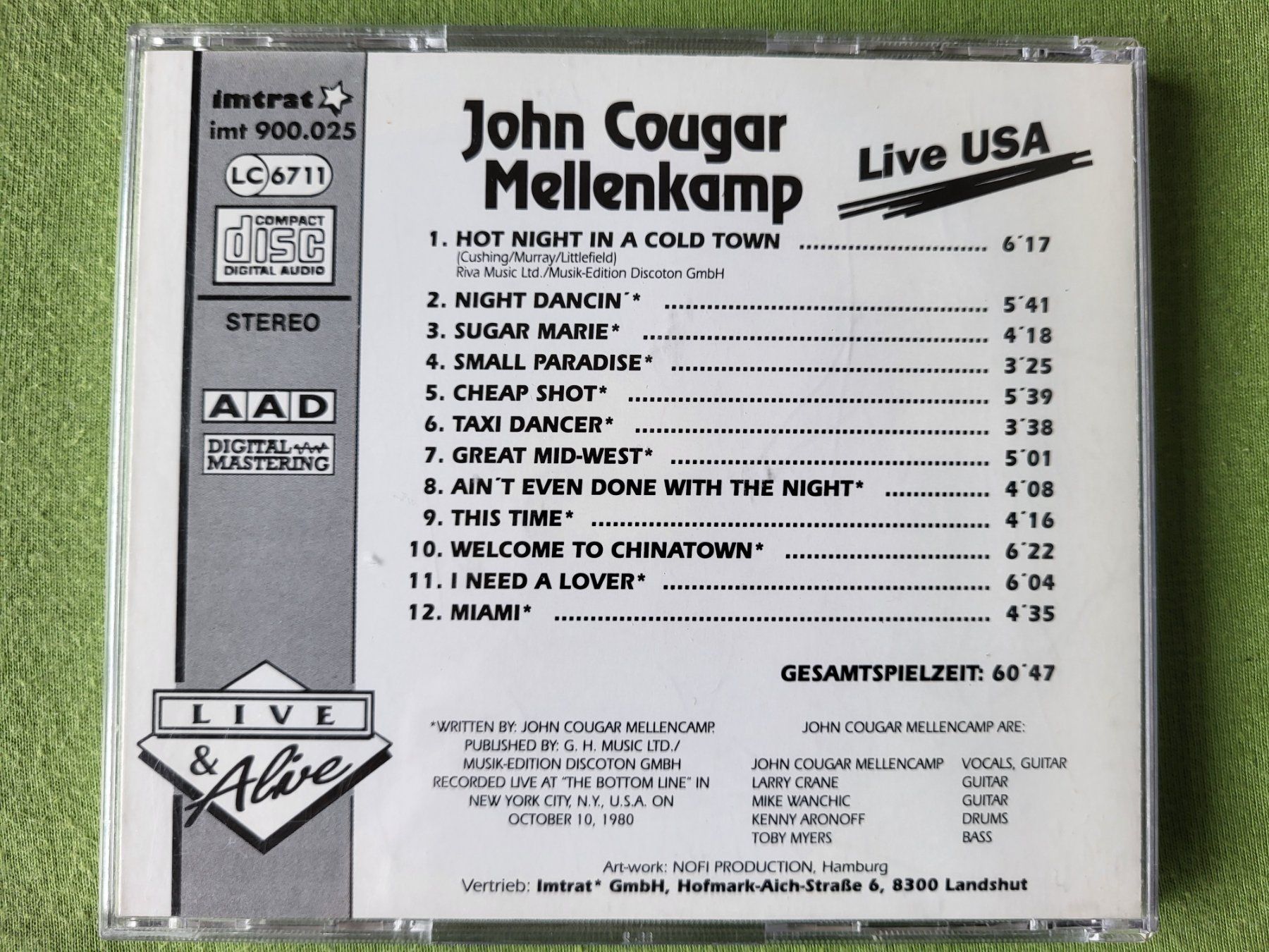 CDs: John Cougar Mellencamp Live USA 1980 – Gebraucht aus Münchenbuchsee von Elykinley 1