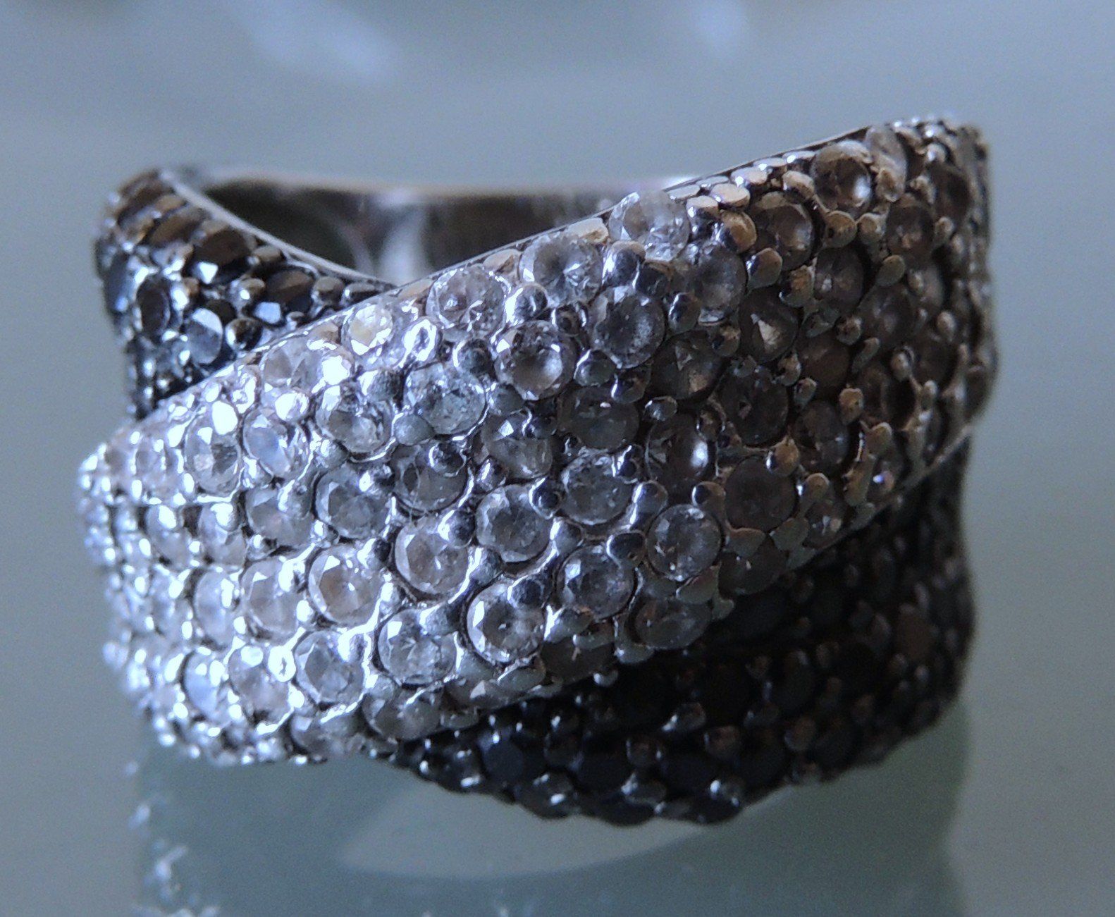 Anelli: Silber 925 Pavé Fingerring Gr. 58 – Usato da Waldenburg venduto da schaller707 4