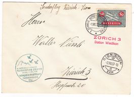 lettre du Vol Zurich-Sion du 1 et 2 VIII.37 SF 37.3d.2