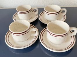 4er-Set Beizen-Espresso Tassen inkl. Teller DUDSON England