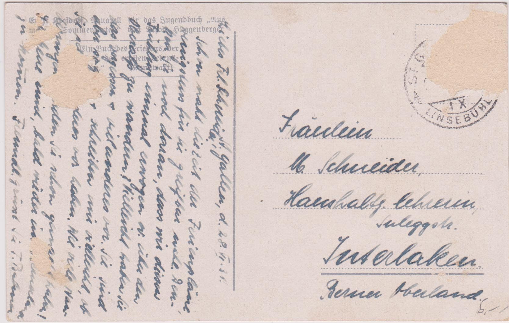 Ansichtskarten: Kreidolf, 1931 – Gebraucht aus Spiez von Niesen20 1