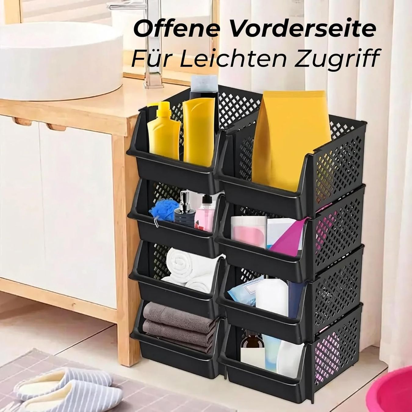 Behälter & Ähnliches: Stapelbare Aufbewahrungsboxen 4er Set Organizer Körbe – Neu und originalverpackt aus Hallau von Sale50OFF 3