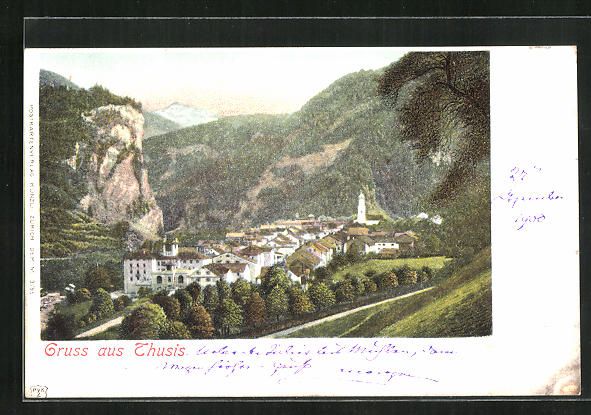 Cartoline postali: Thusis, Ortsansicht aus der Vogelschau – Usato da Berlin venduto da bartko-reher