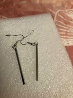 modeschmuck, silberfarbene Stab Ohrhänger, Länge Stift 4cm