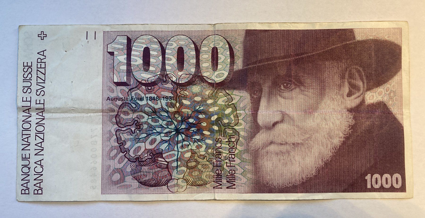 Banconote: 1000 Franken-Note 1977 "Ameise" – Usato da Rothenhausen venduto da peach910