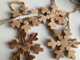 4 Weihnachtssterne Holz 16 cm