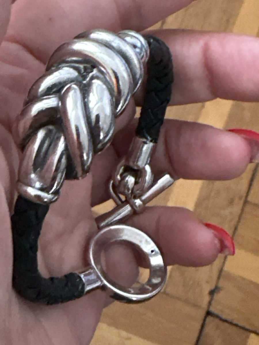 Bracciali & Braccialetti: Bracelet en argent avec cuir – Usato da Montreux venduto da Pipo7878