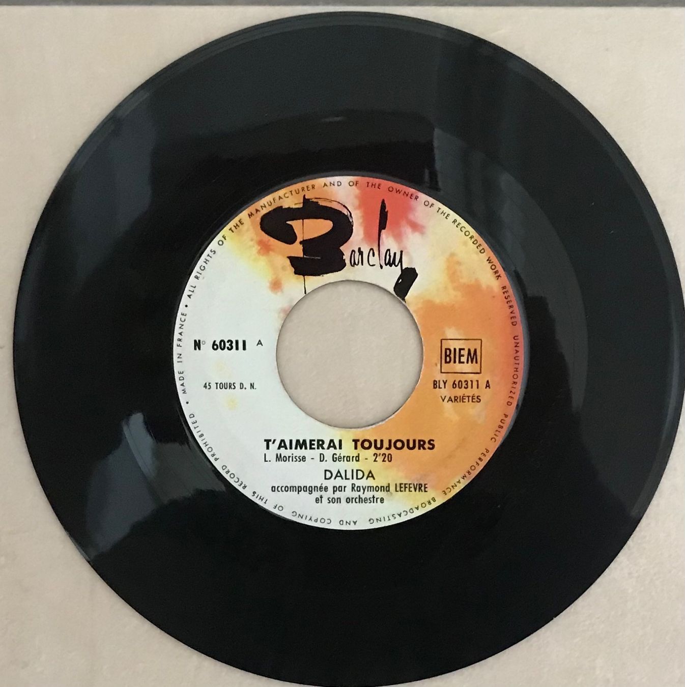Schallplatten: DALIDA - T’AIMERAI TOUJOURS – Gebraucht aus Bussigny von vinyl-pas-cher