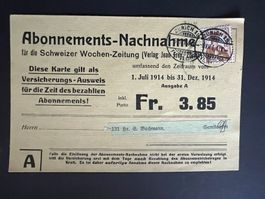 CH  Nachnahme Schw. Wochenzeitung  1914  (V964)