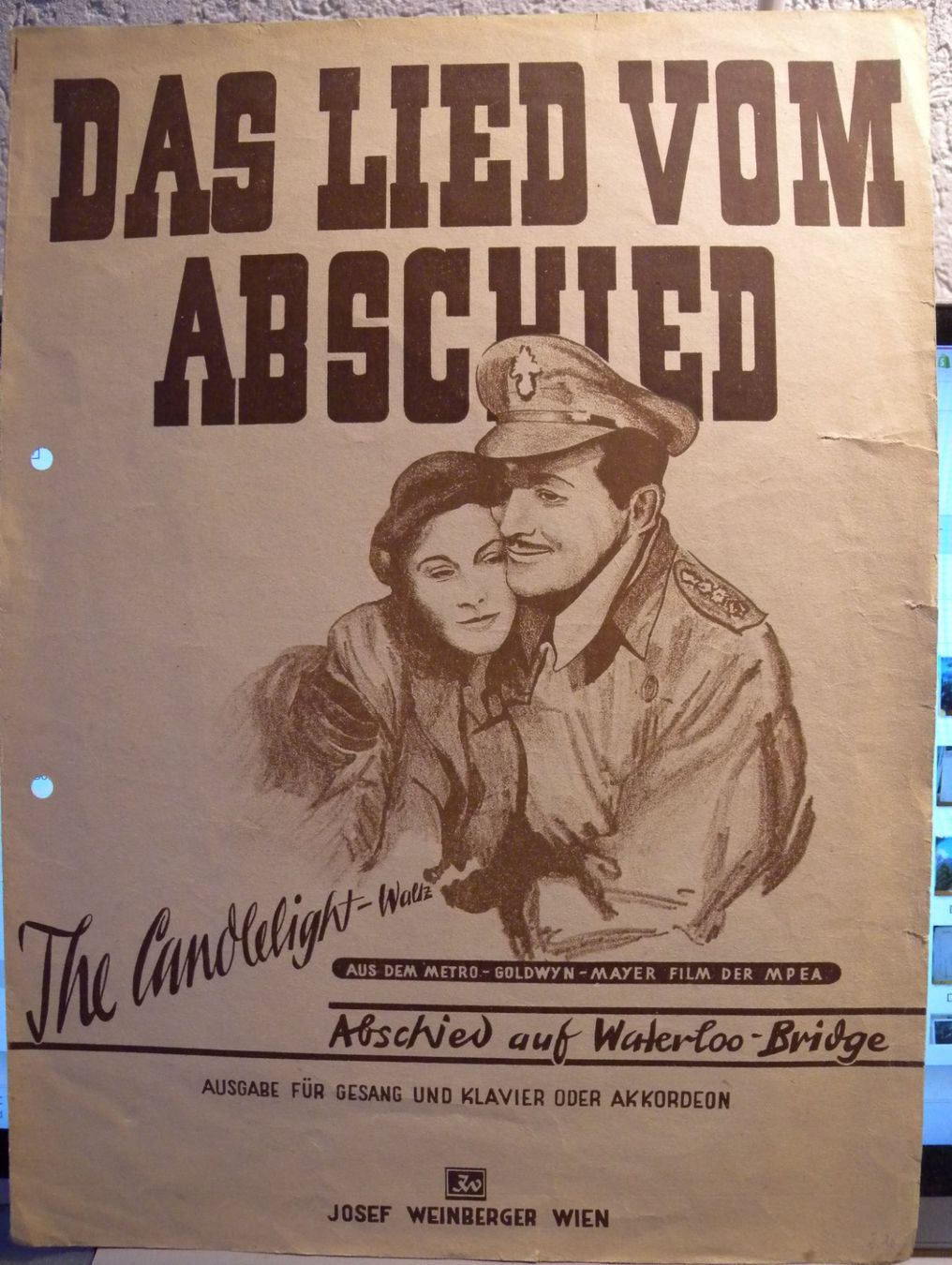 Bücher: Das Lied vom Abschied, Waterloo Bridge, Notenblatt alt! – Gebraucht aus Hauenstein von davia72