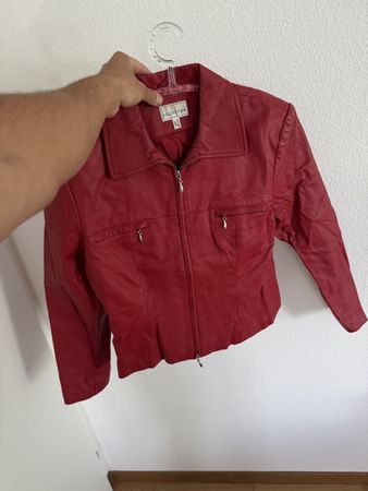 Echte Lederjacke Rot, Damen, Gr. 40 fit M