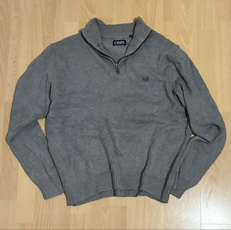 Herren Pullover Chaps 1/4 Zip Grau Grösse L guter Zustand