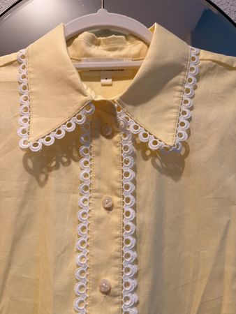 NEW and Unused yellow shirt with delicate lace trim, size S