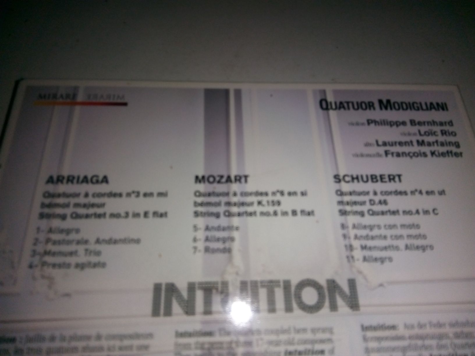 CDs: Quatuor Modigliani - Intuition: Arriaga, Mozart, Schubert – Gebraucht aus St.Gallen von elk2022 8