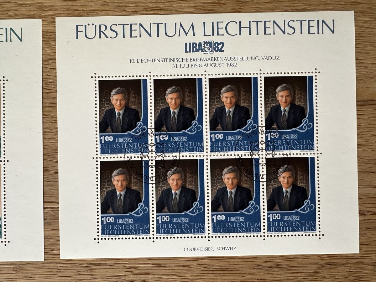 Tutti i francobolli: Liechtenstein - 1982 2x Kleinbogen  LIBA 82 mit ET Stemp – Usato da Schmitten / FR venduto da Samsara169 2