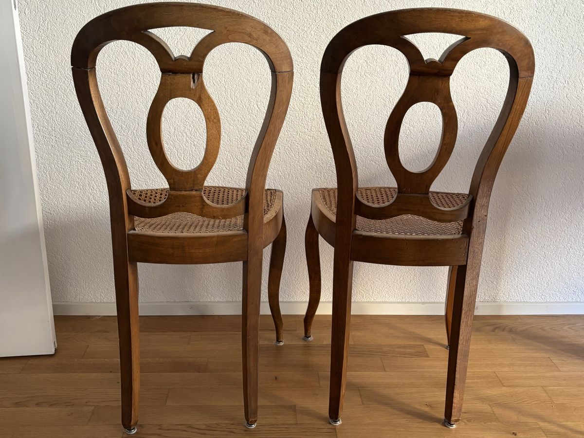 Sedie: 2x Holzstühle mit Rattansitz – Difettoso da Zürich venduto da urs_my9d 2