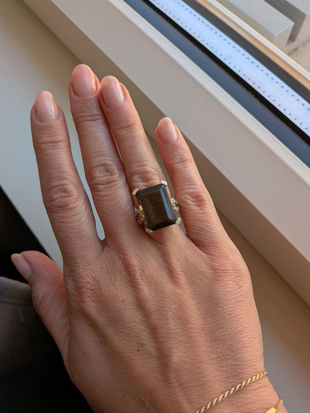Anelli: Silver gold plated ring with quartz - size 52 – Usato da Lachen SZ venduto da joa_rf9n