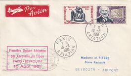 Erstflug Air Liban Caravelle Paris - Beirut 1961, selten !