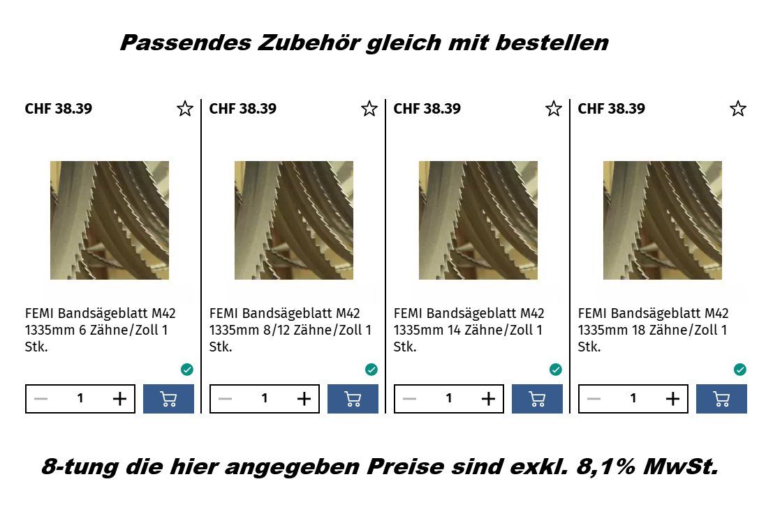 Seghe: FEMI Metallbandsäge portabel DCS NG 110 – Nuovo e nell'imballaggio originale da Koppigen venduto da Bracher_Mail-House 8