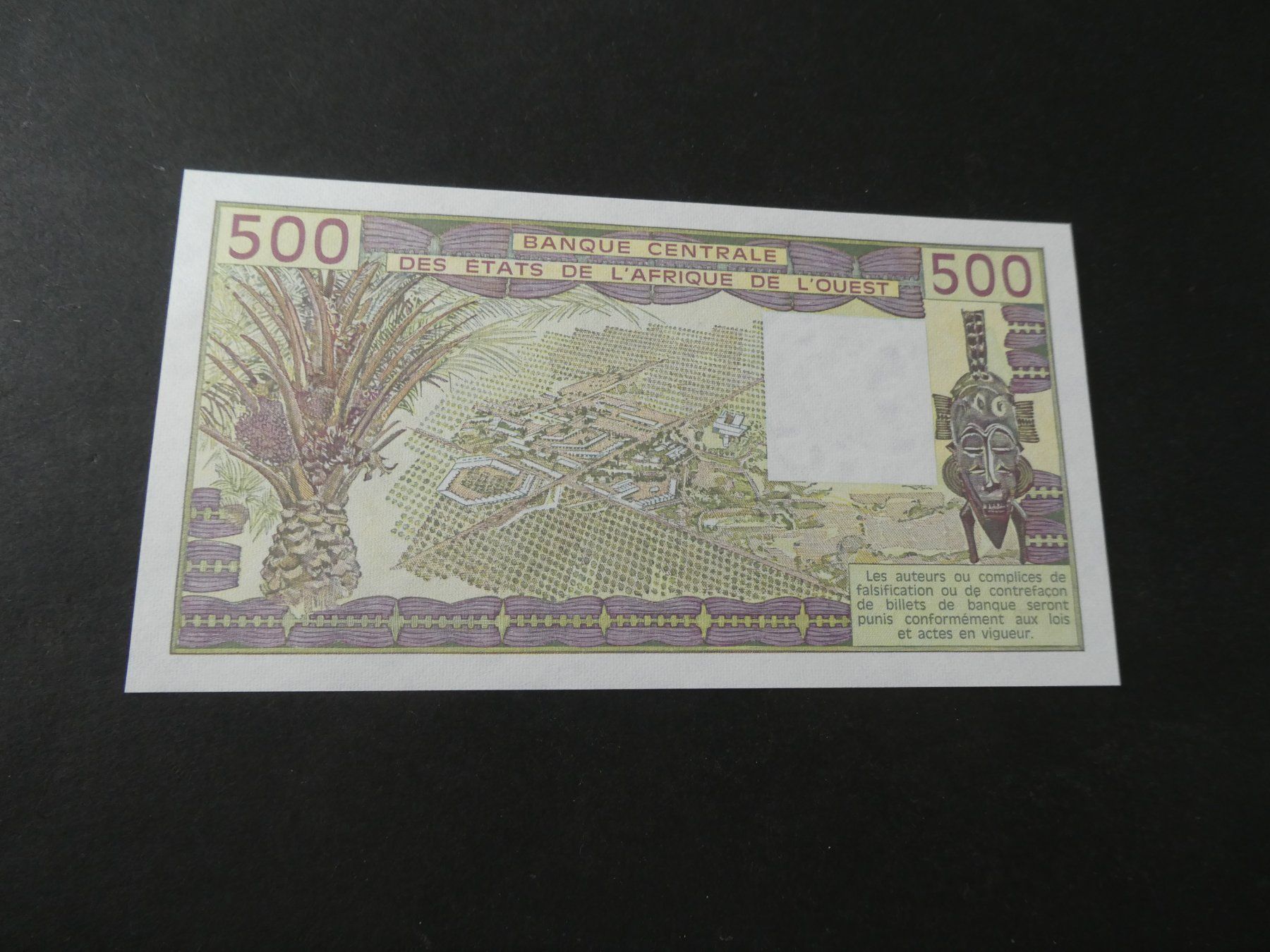 Banconote: Mali 1989, 500 Francs   ungefaltet – Usato da Hinterforst venduto da Rohusri 1