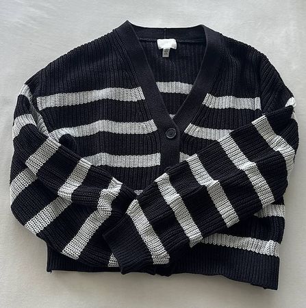 Strickjacke, schwarz-weiss gestreift, Gr. S