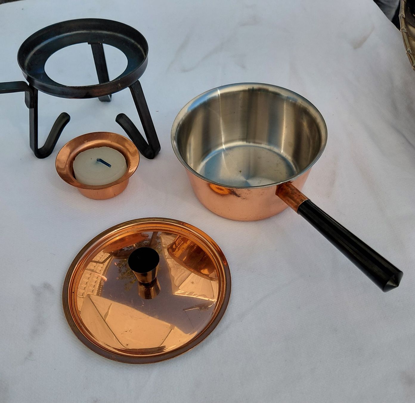Padelle: Kleines Kupferpfännchen mit "Rechaud" – Nuovo (secondo la descrizione) da Zürich venduto da Rosys 2