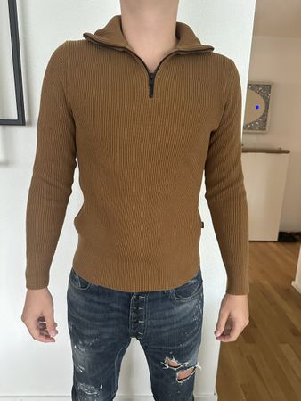 Jack & Jones Pullover braun mit Reissverschluss Grösse 