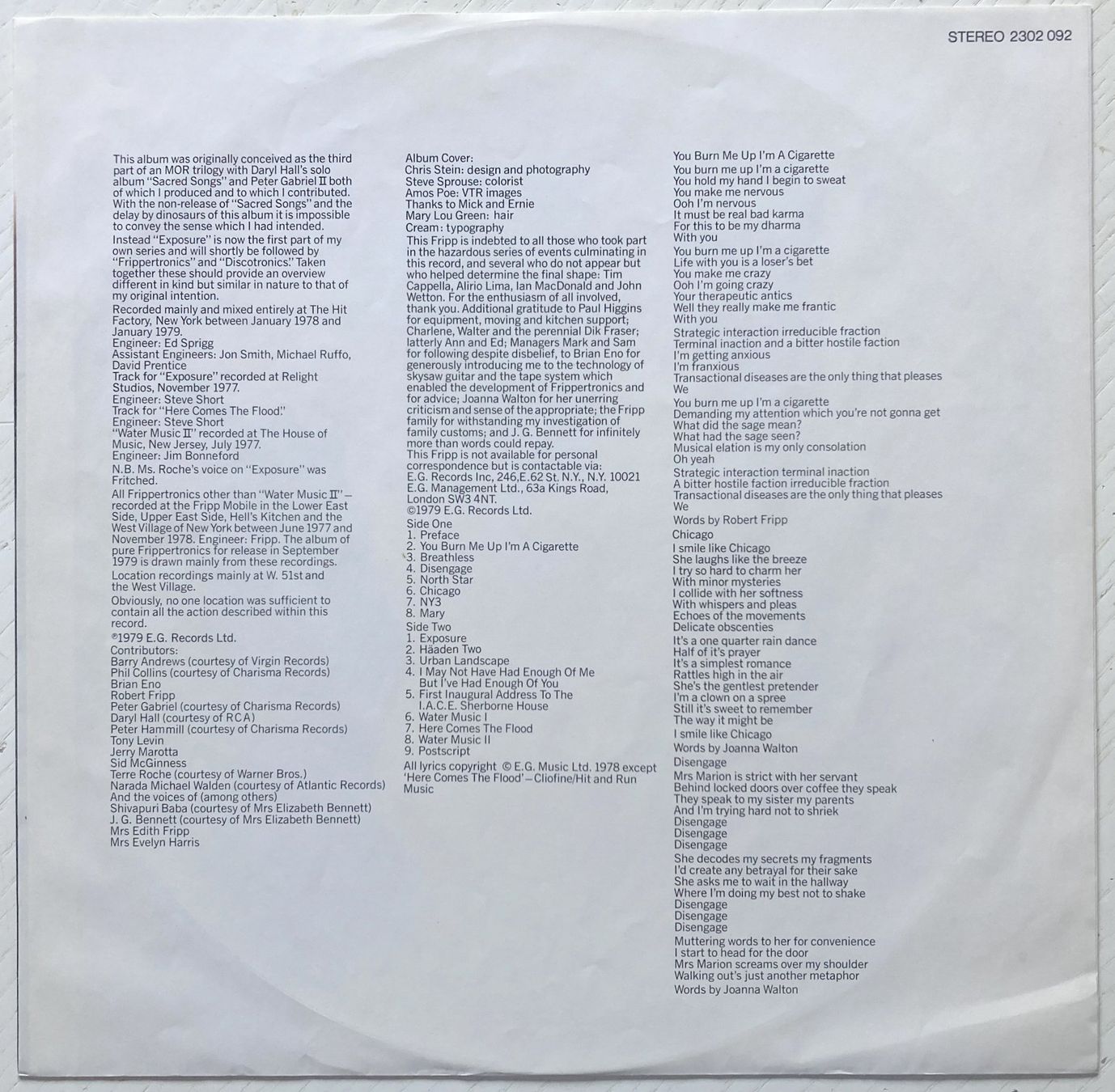 Schallplatten: KING CRIMSON / ROBERT FRIPP - EXPOSURE – Gebraucht aus Bottens von hotter-than-hell 2