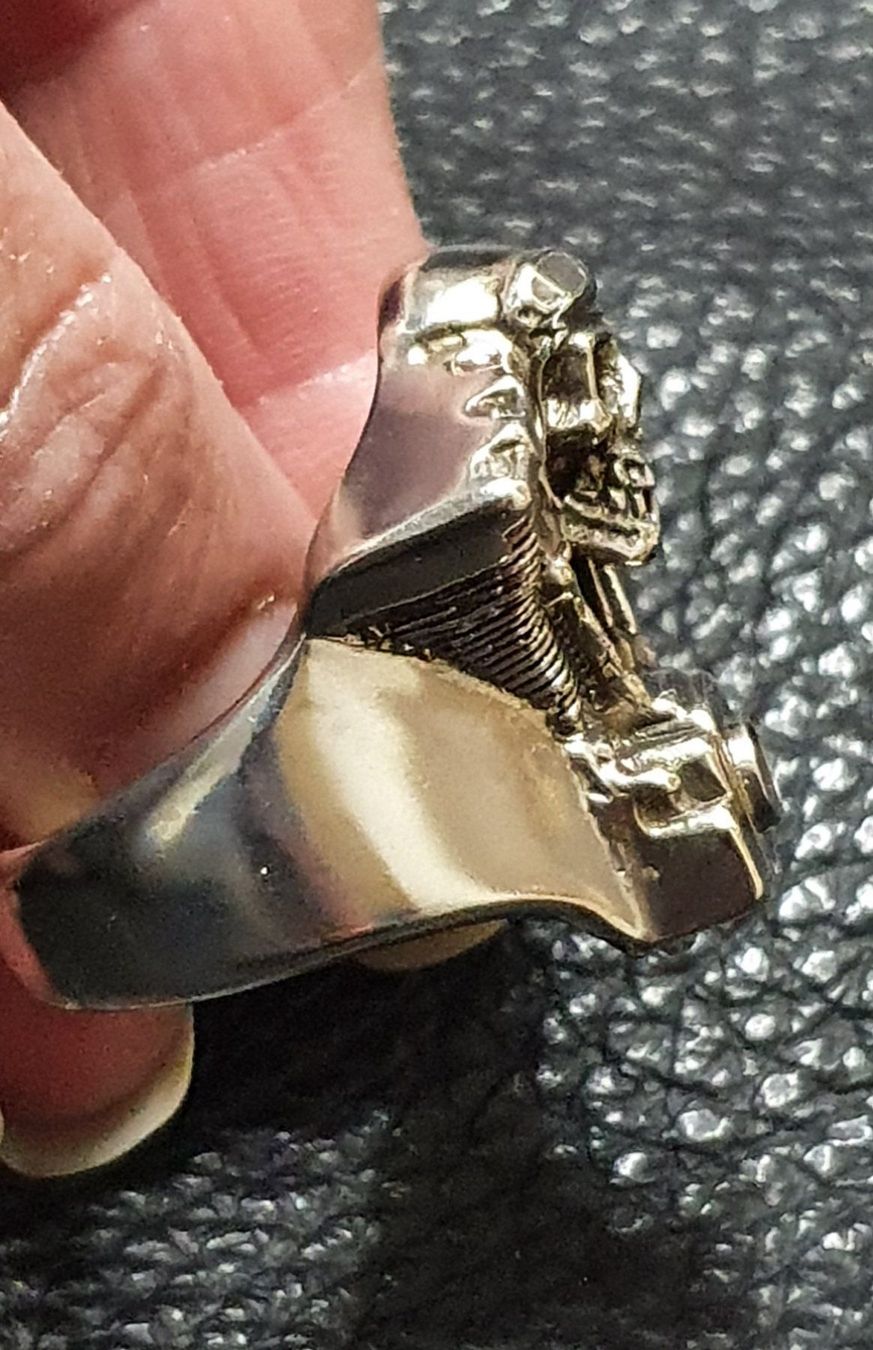 Ringe: Neu: Ring Motor Skull / Gr. 70 / 925 Silber – Neu (gemäss Beschreibung) aus Muri AG von Edlerweiss-Schwarz 3