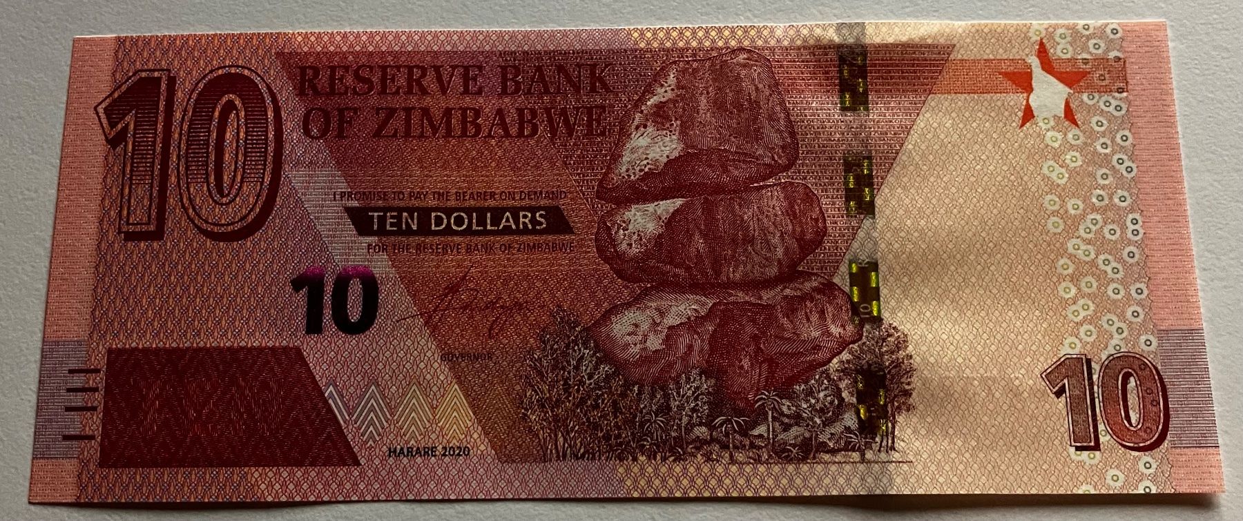 Banknoten: Zimbabwe 10 Dollars 2020 Neuwertig – Neu (gemäss Beschreibung) aus Algetshausen von Carrhard