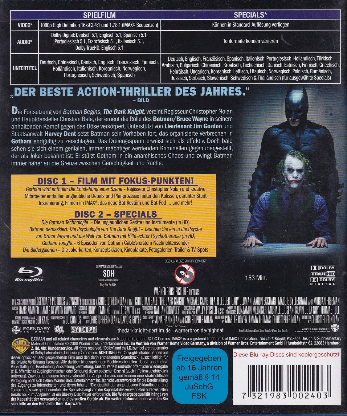 Tutti i DVDs: Blu Ray ab Fr. 2.--, The Dark Night – Usato da Lausen venduto da Mondeo10628 1