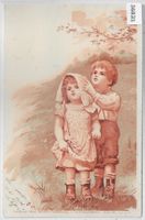 Monotint-Litho - Zwei kleine Kinder im Feld - 1898