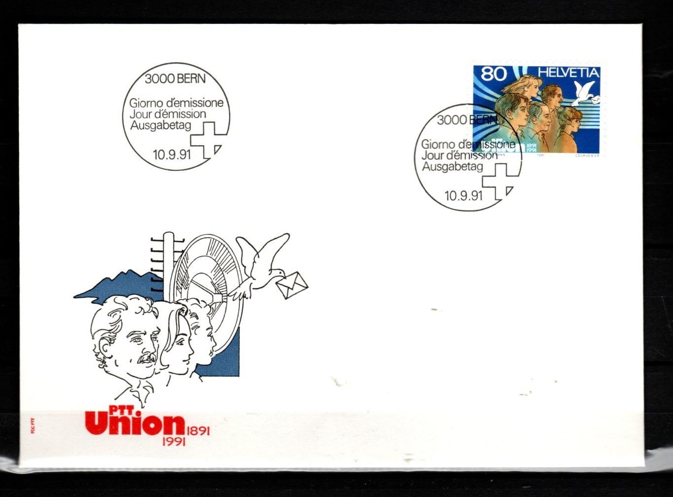 Tutti i francobolli: 1991 - FDC / 100 Jahre PTT -Union - Postbeamte – Usato da Schaffhausen venduto da poststamp