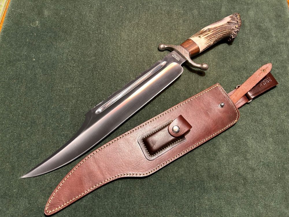 Coltello Da Caccia Bowie In Damasco Xxl, Manico In Legno – MAQSON Secondo Taglio