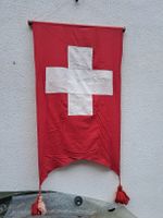 Antike CH Hängefahne Hausfahne mit Quasten/Zötzeli