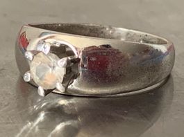 Silberring bauchige glitzerzarge(56)