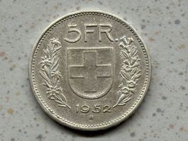 1952 5 Franken selten um vorzüglich