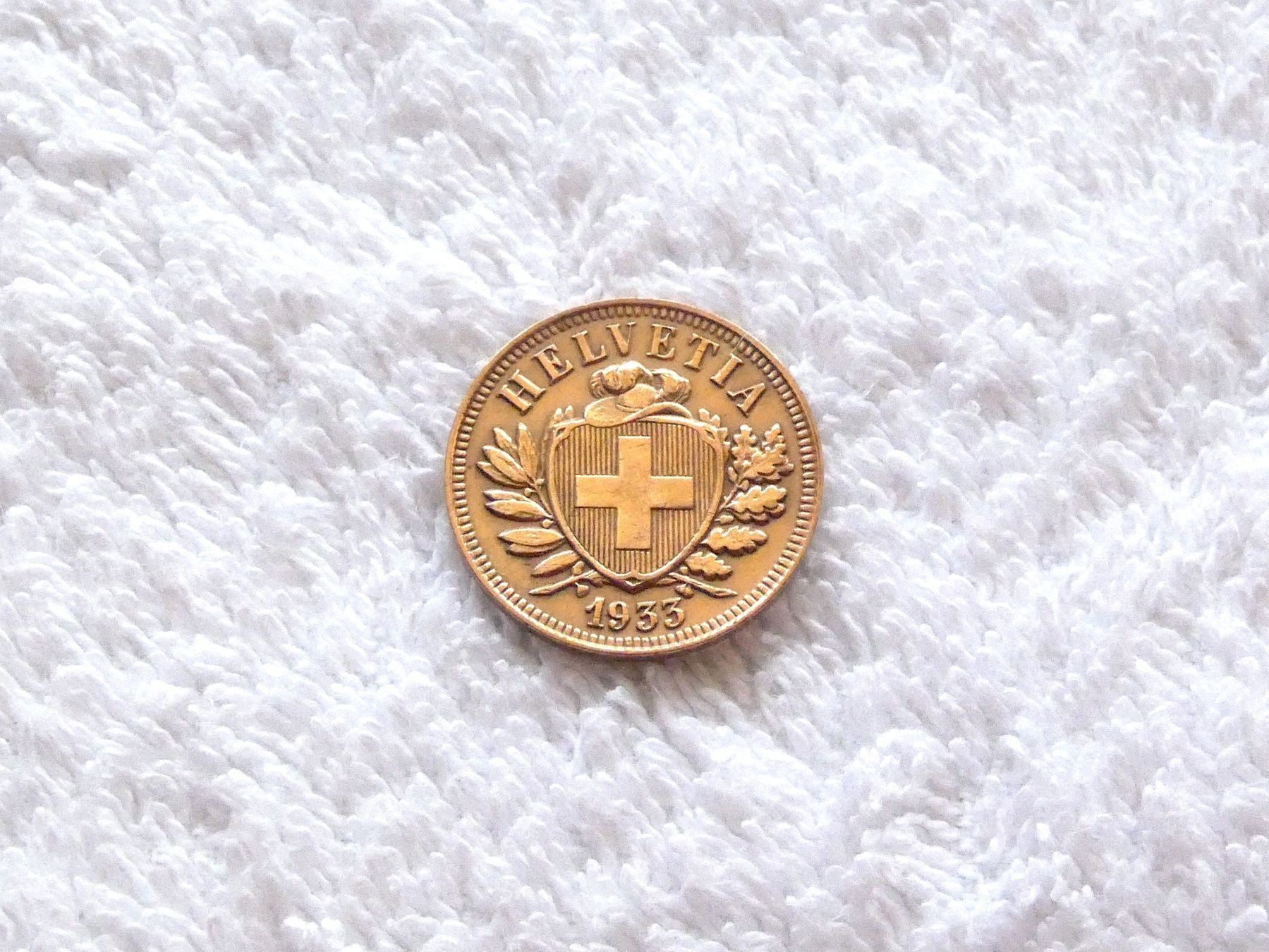 Alle Münzen: 2 centimes/Rappen 1933 – Gebraucht aus Nyon von Ilmi09