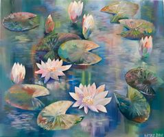 Der Seerosenteich, Acryl auf Leinwand