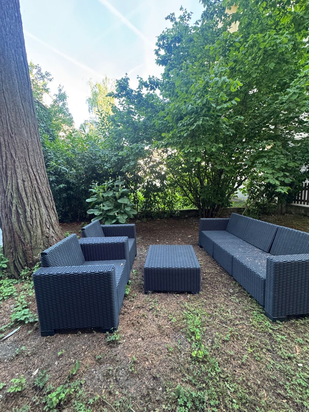 Set di tavolo e panche: Gartensitzgruppe Polyrattan Schwarz Garten-Lounge – Usato da Basel venduto da PP333