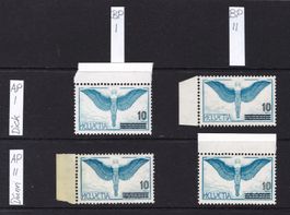 1938 Flugpostmarke 4 Versionen F22 BPI+II / API+II postf.**