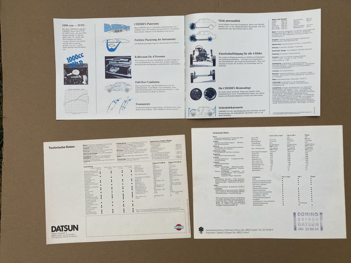 Datsun Documents: Prospekte   DATSUN  Cherry – D'occasion à Kaiseraugst par wombat51 2