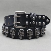 Ledergürtel mit Totenkopf Nieten Punk-Stil - Ceinture