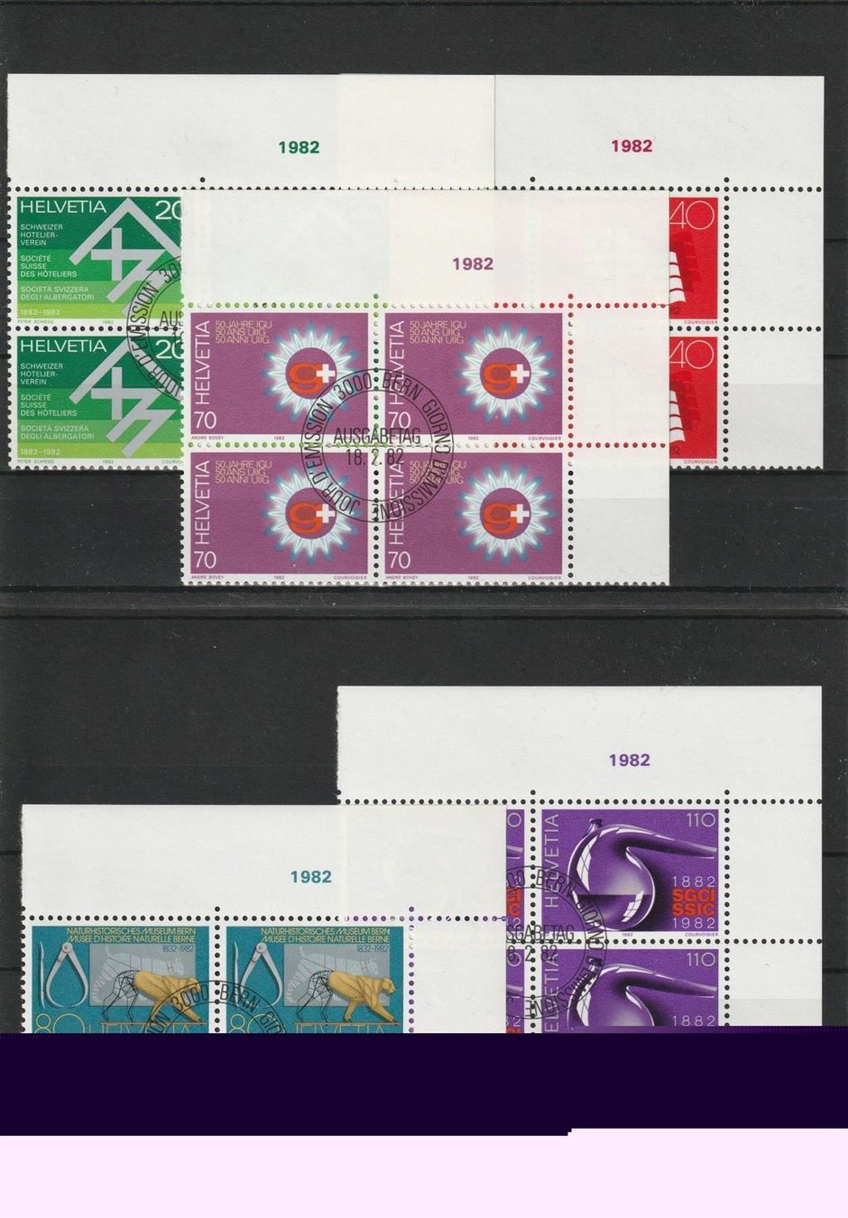 Tutti i francobolli: 1982 Sondermarken 4er ET Eckstücke – Usato da Spiez venduto da Crazyduck