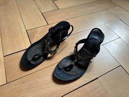 EDDICUOMO - Leder Sandale schwarz 40