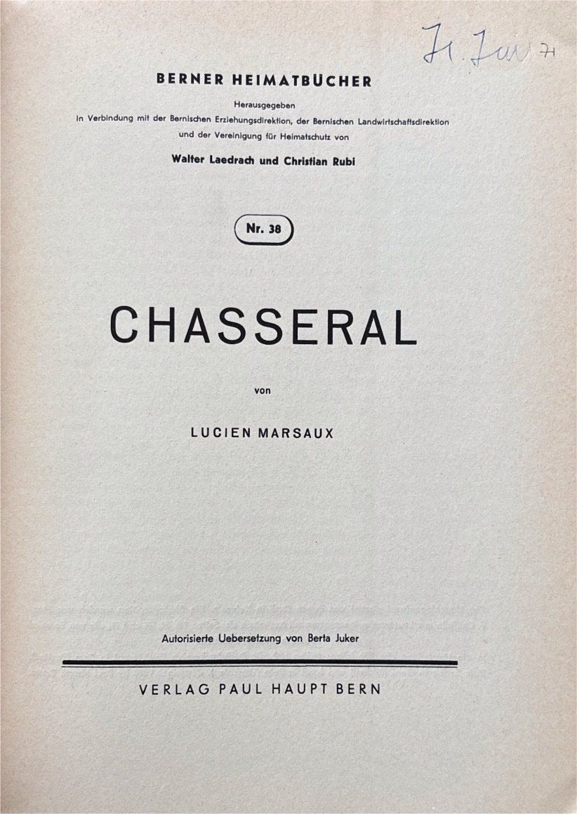 Bücher: Marsaux Lucien, Chasseral – Gebraucht aus Sarnen von Livres 1