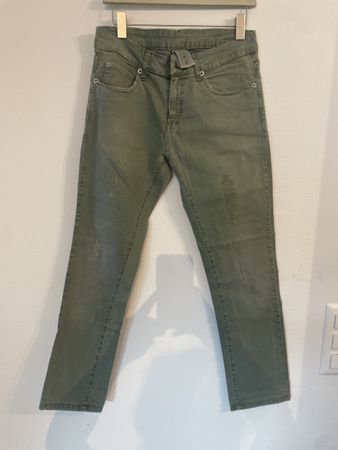 Zara Man Used Look Jeans Grün Gr. 38