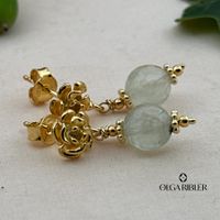 Ohrstecker - Prehnite - Silber 925 gelbvergoldet