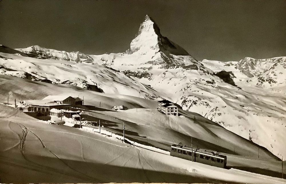 1957-alte-foto-ak-zermatt-gornergrat-bahn-bei-station-gebraucht